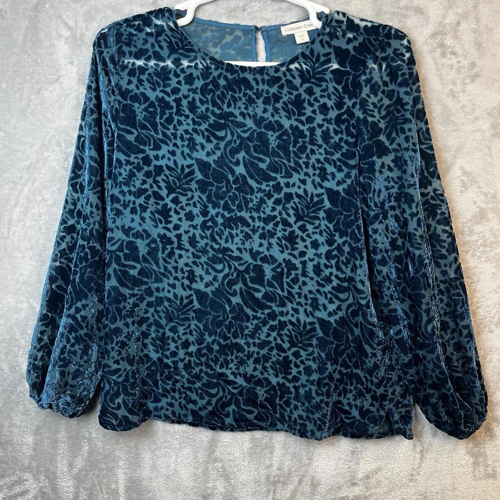 Coldwater Creek‎ Womens Velvet Burnout Top Size Medium Floral Whimsigoth Sheer